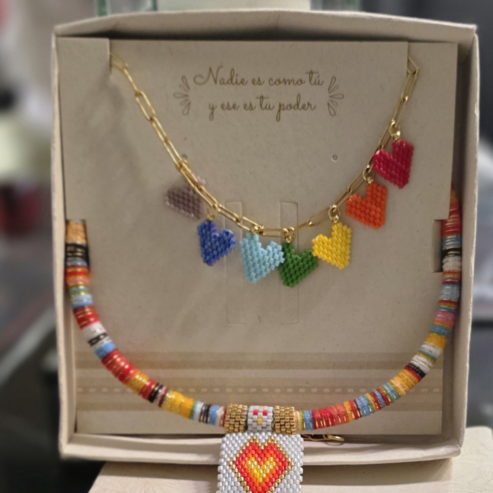 Red and Pink Heart Charm Necklace